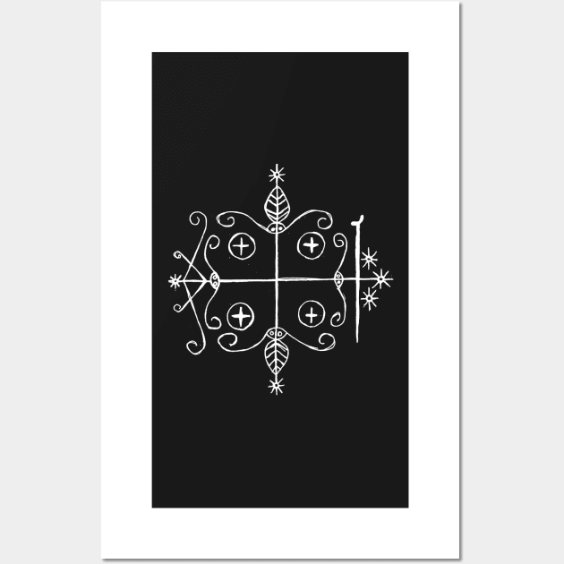 Papa Legba Voodoo Veve (white) Wall Art by MacSquiddles